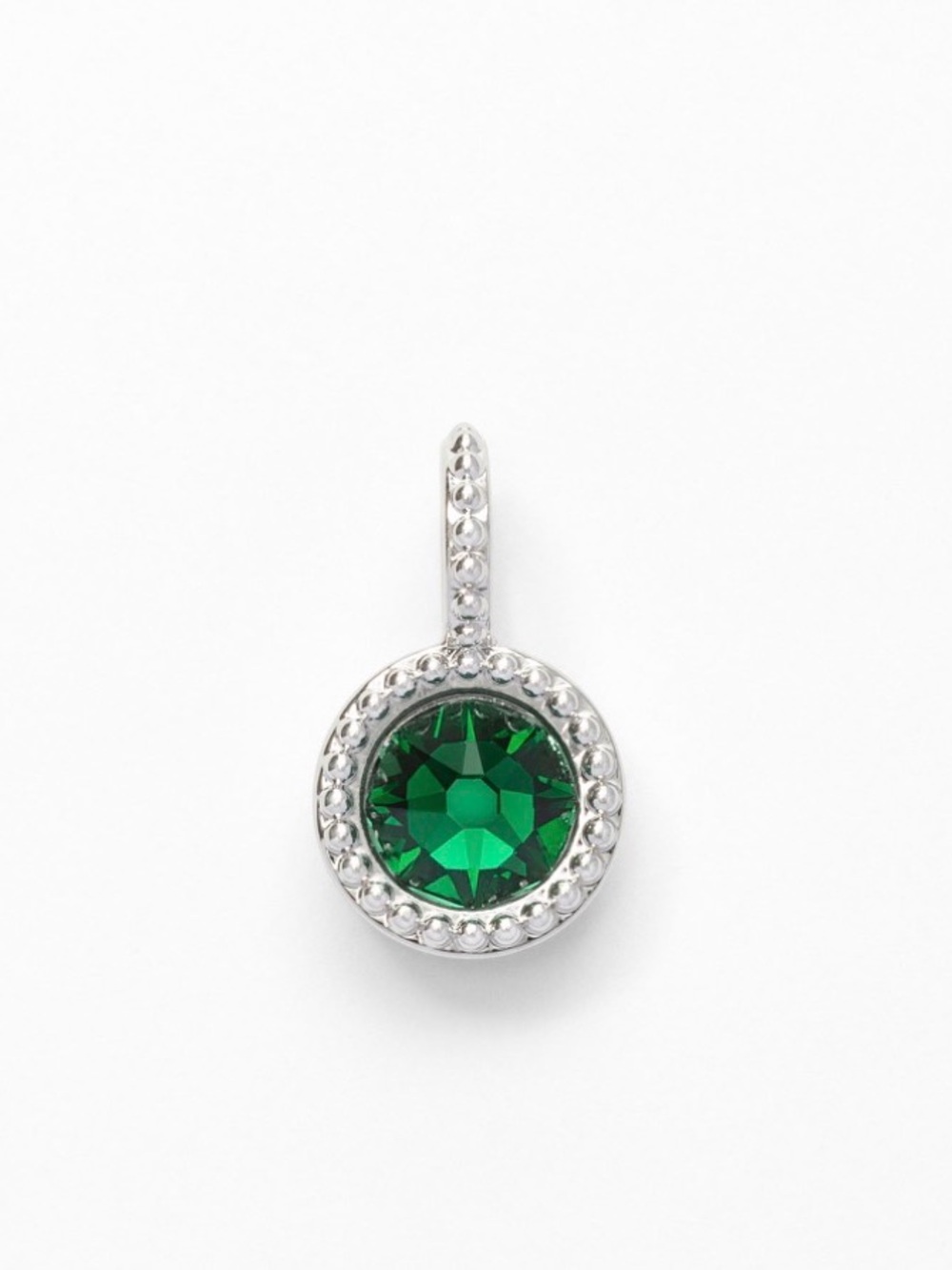 Touchstone Crystal charm in Green for May rhodium plated new in pouch
